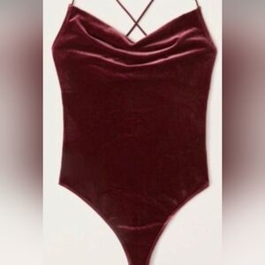 NWT Abercrombie & Fitch, Mulberry Cowl Neck Velvet Bodysuit/Cami, Women's S